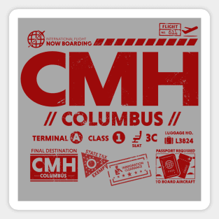 Vintage Columbus CMH Airport Code Travel Day Retro Travel Tag Ohio Magnet